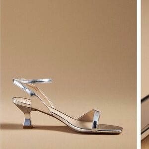 Maeve Silver Kitten Heel Sandals